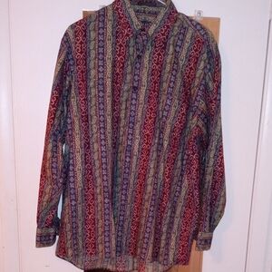 Van Heusen Men's Red and Blue Patterned Shirt